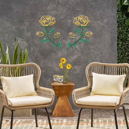 Metall Rosen Wanddeko – Gelbe Rosen Skulptur für Zuhause