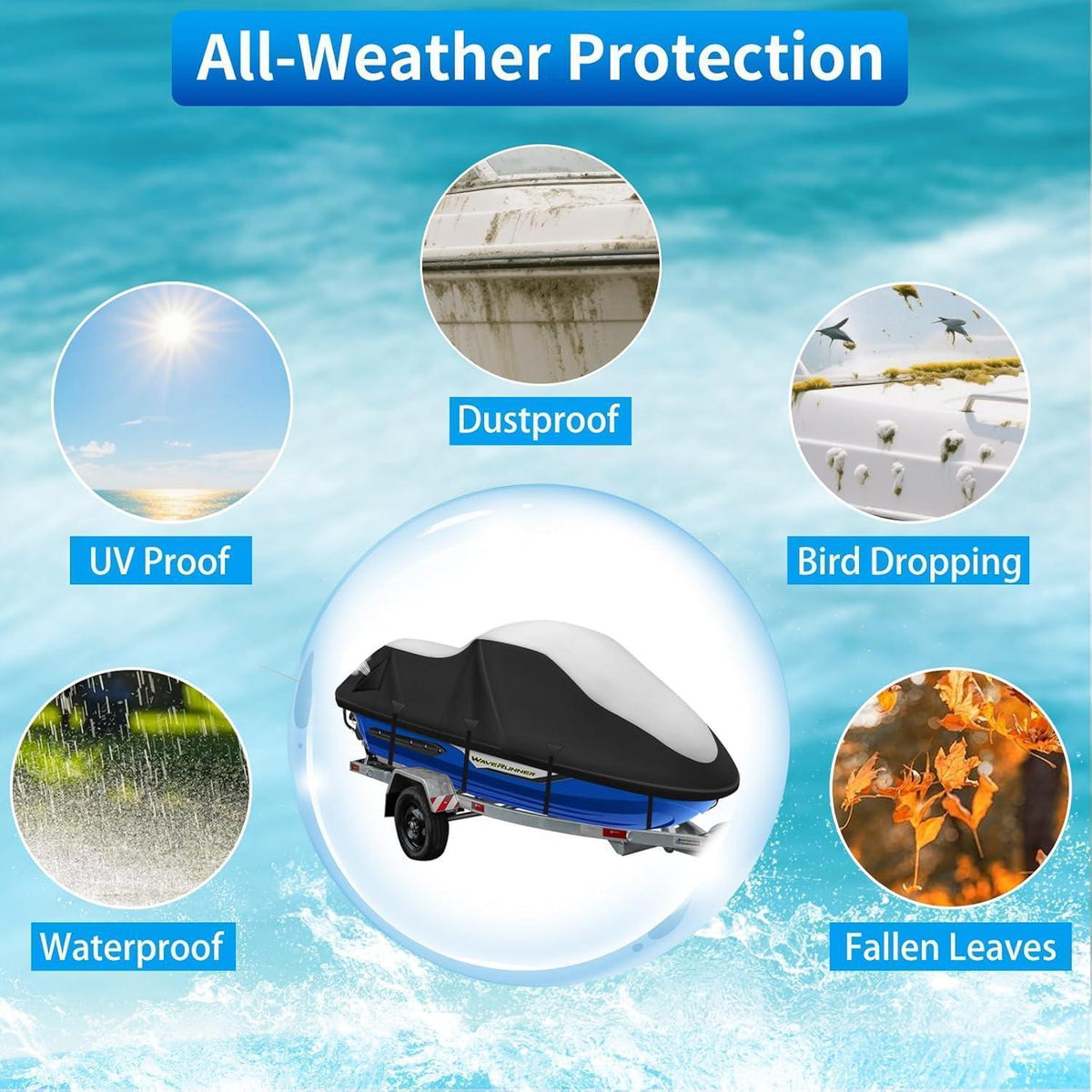 JetSki Abdeckplane 900D, 2XL, Silber-Schwarz