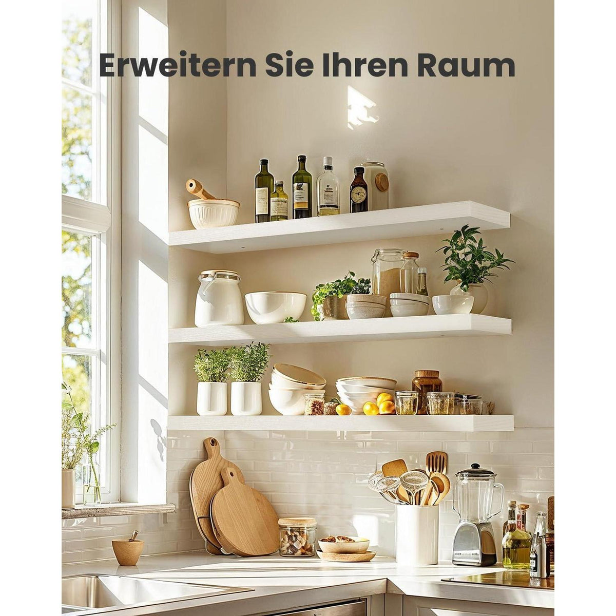Wandregal 3er-Set Weiß, 60cm Schweberegale für Wand