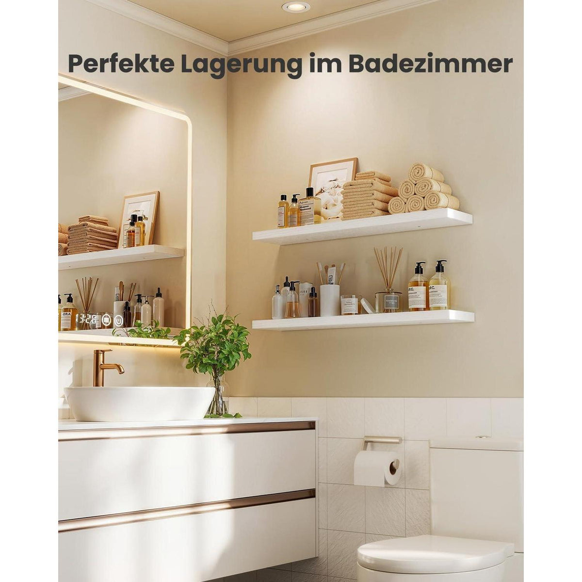 Wandregal 3er-Set Weiß, 60cm Schweberegale für Wand