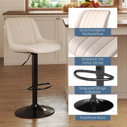 Drehbare Barhocker Set 2 Beige – Höhenverstellbar & Komfortabel