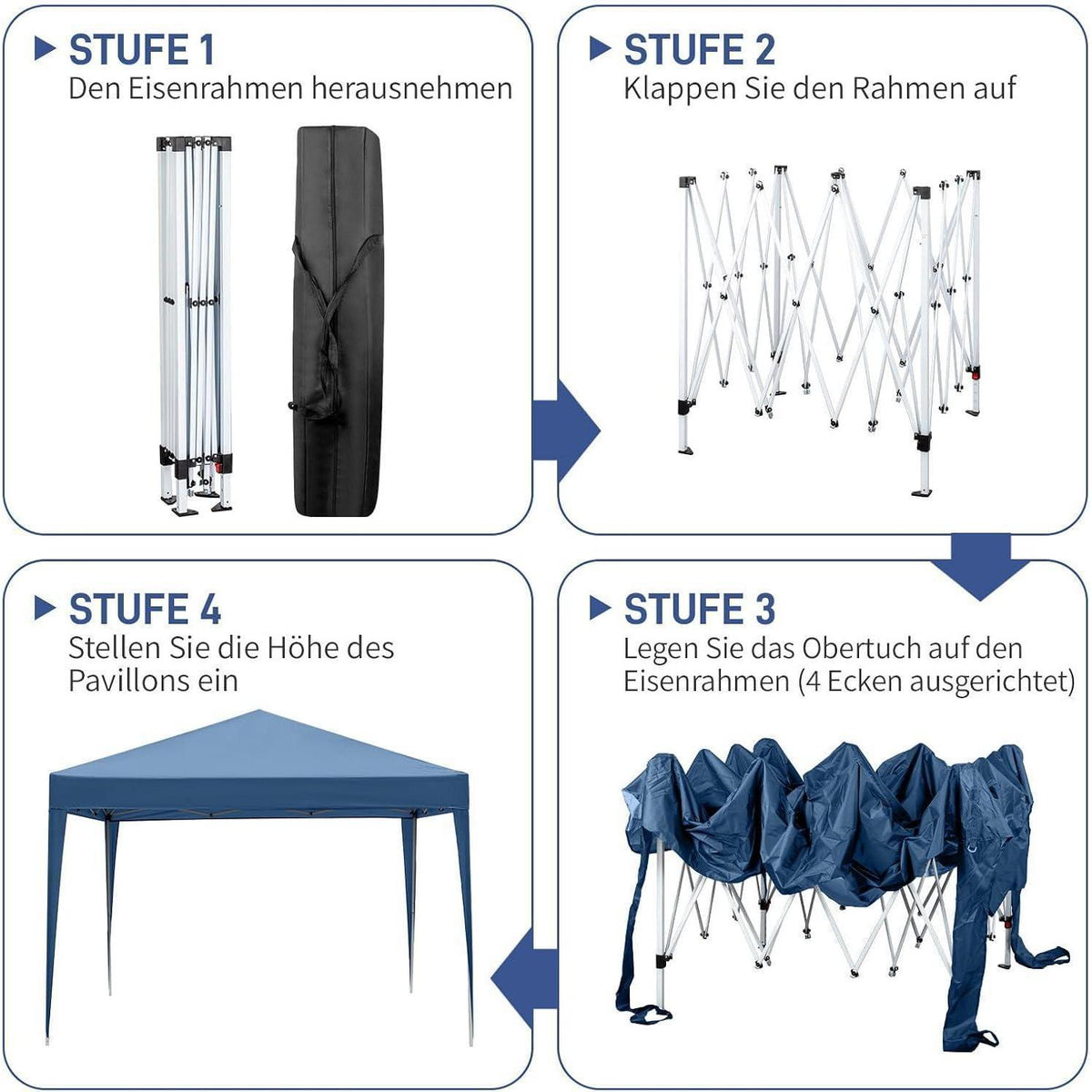 3x3m Faltpavillon mit 4 Seitenteilen – Wasserdicht & UV-Schutz