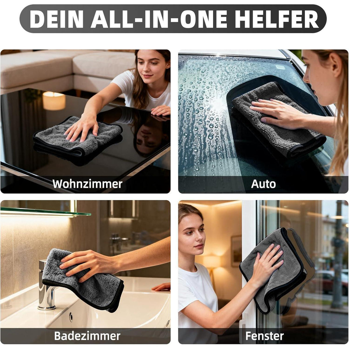 Mikrofaser Trockentücher 3er-Set – Schnelltrocknend & Fussel-frei