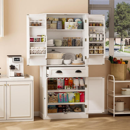 Küchenschrank Weiß 80x40x182cm | Hochschrank mit Schublade & Ablagen