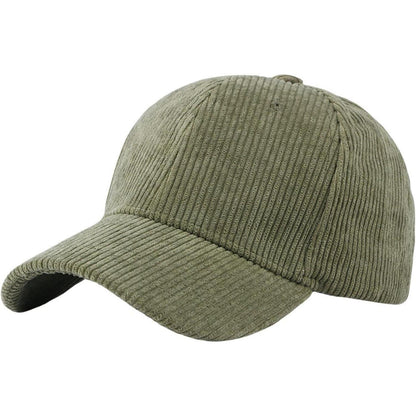 Cord Baseball Cap Damen Herren Verstellbar Warme Winter Mütze Armeegrün