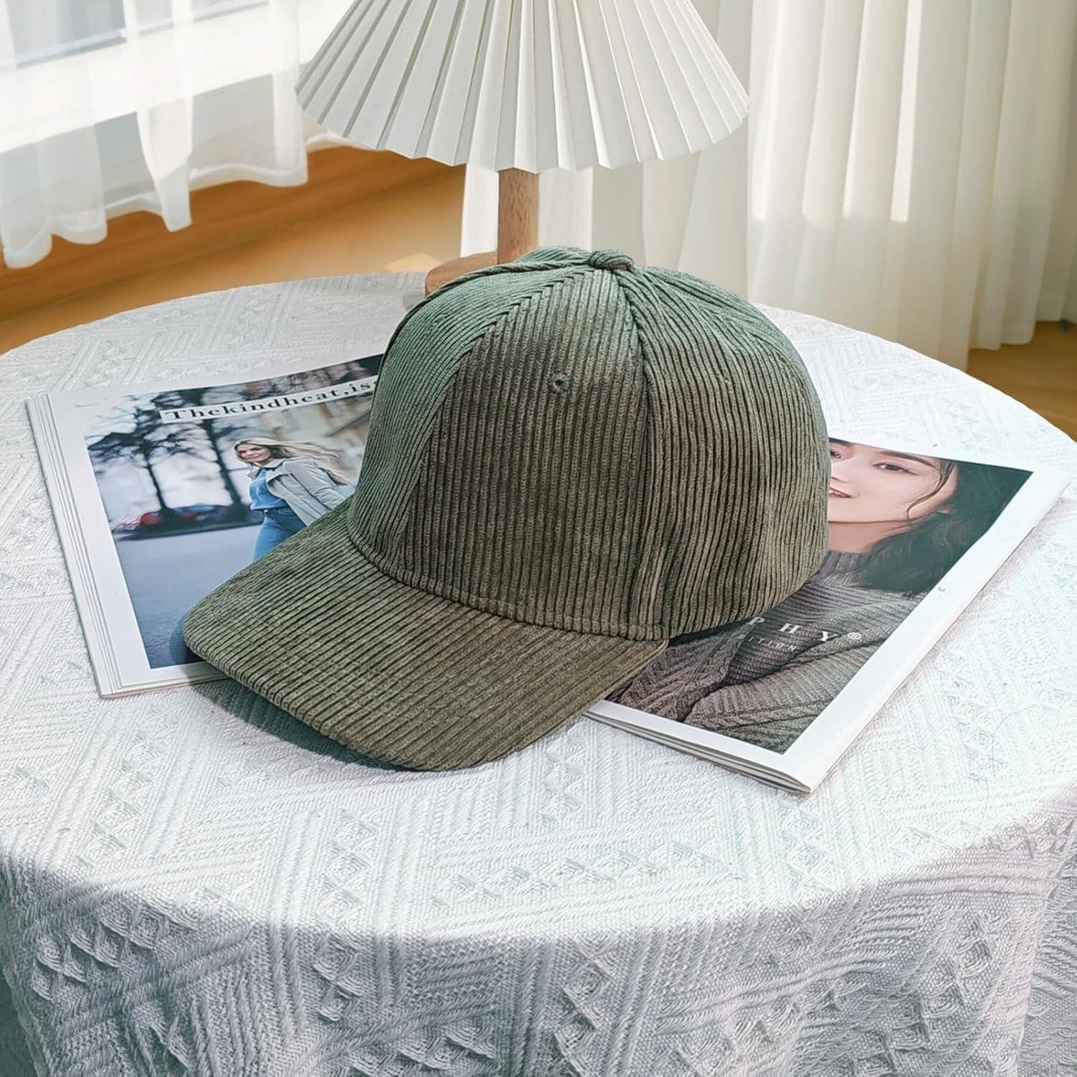 Cord Baseball Cap Damen Herren Verstellbar Warme Winter Mütze Armeegrün