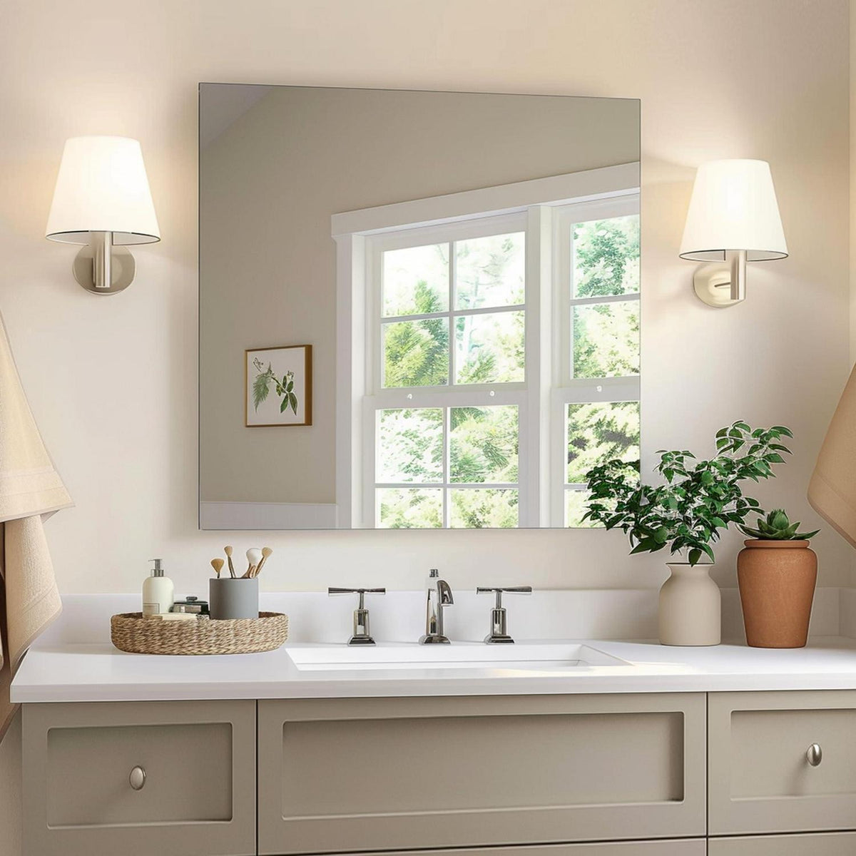 Rahmenloser Badezimmerspiegel 61x61 cm – Modern & Bruchsicher