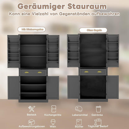 Küchenschrank Schwarz 80x40x182cm | Hochschrank mit Schublade & Ablagen