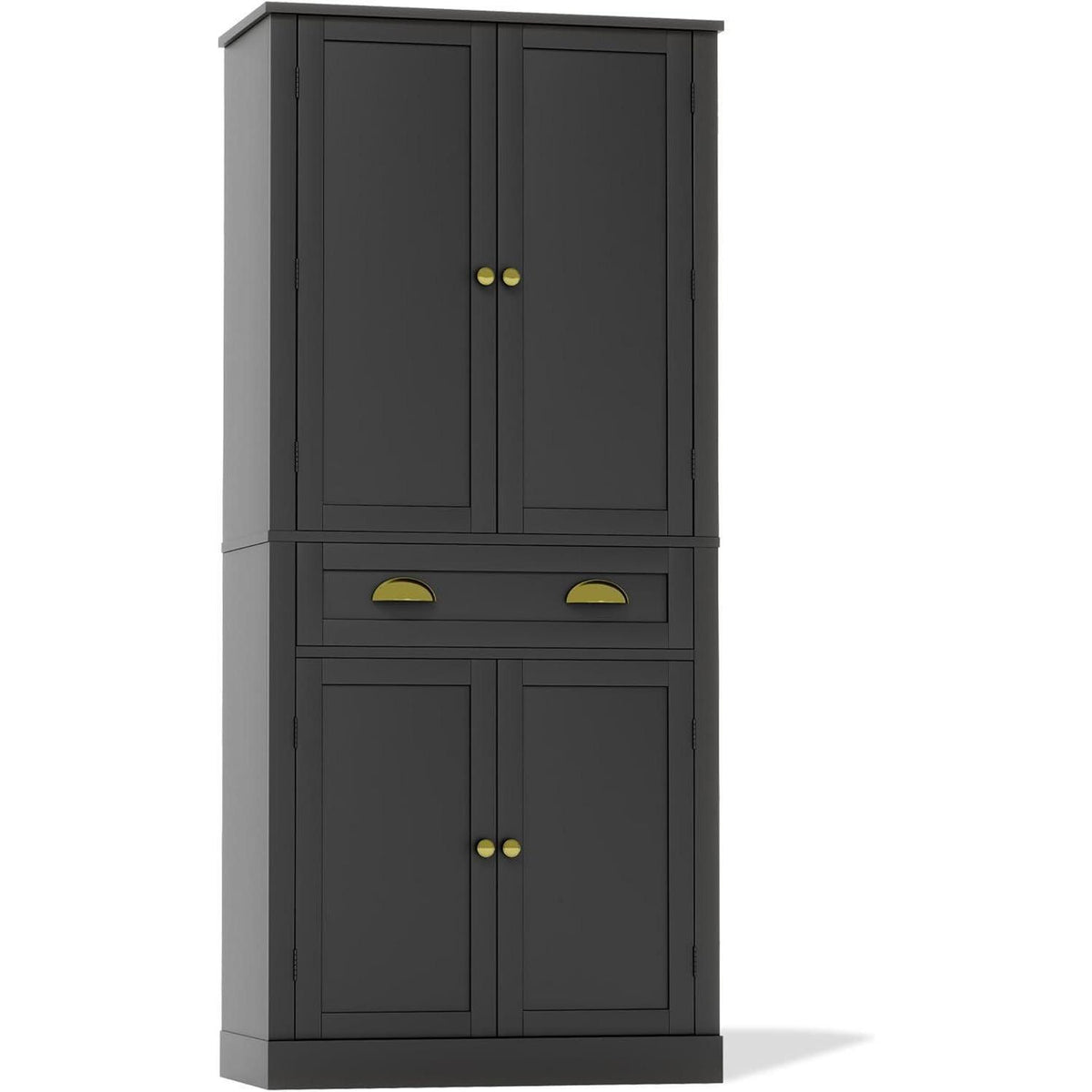 Küchenschrank Schwarz 80x40x182cm | Hochschrank mit Schublade & Ablagen