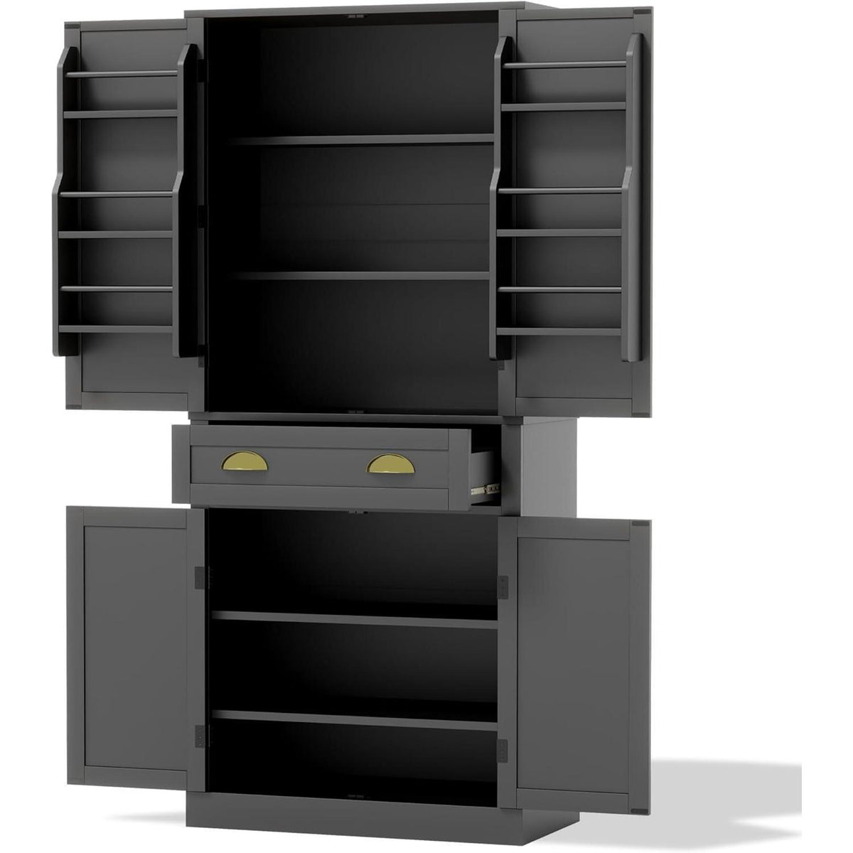 Küchenschrank Schwarz 80x40x182cm | Hochschrank mit Schublade & Ablagen