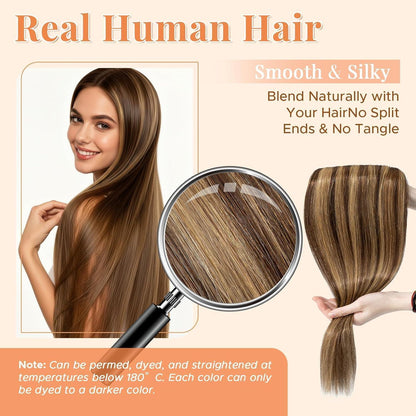 Clip In Haarverlängerung Echthaar Mittelbraun/Dunkelblond 50cm