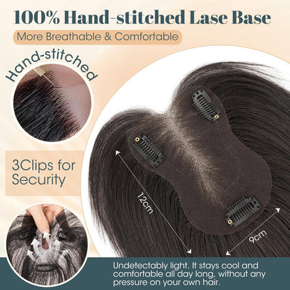 Echthaar Topper Mittelscheitel Schwarz – Pony & Volumen