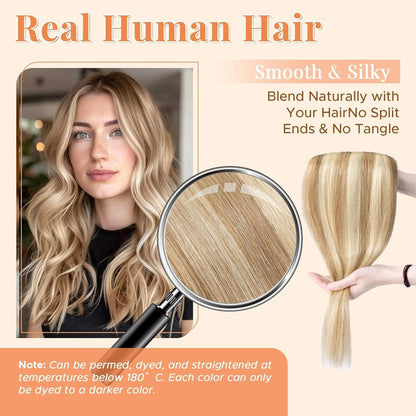 Clip In Haarverlängerung Echthaar 20cm Goldbraun & Blond