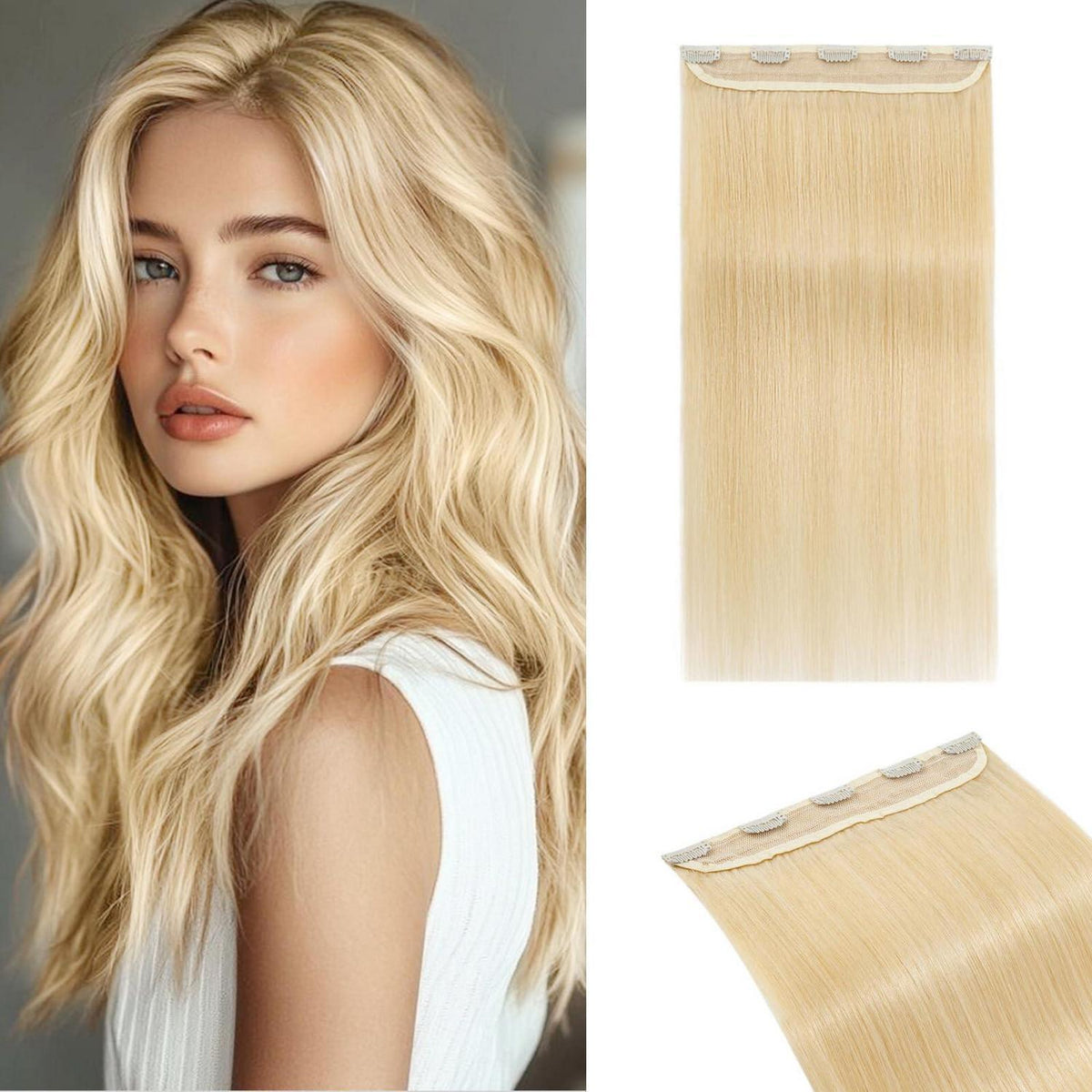 Blond Haarverlängerung Clip-In 30cm Echthaar 40g