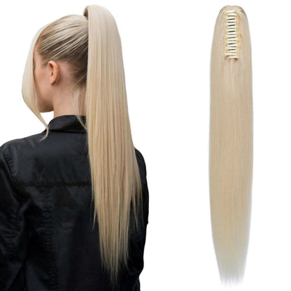 Echthaar Pferdeschwanz Clip-In, 45cm, Platinblond