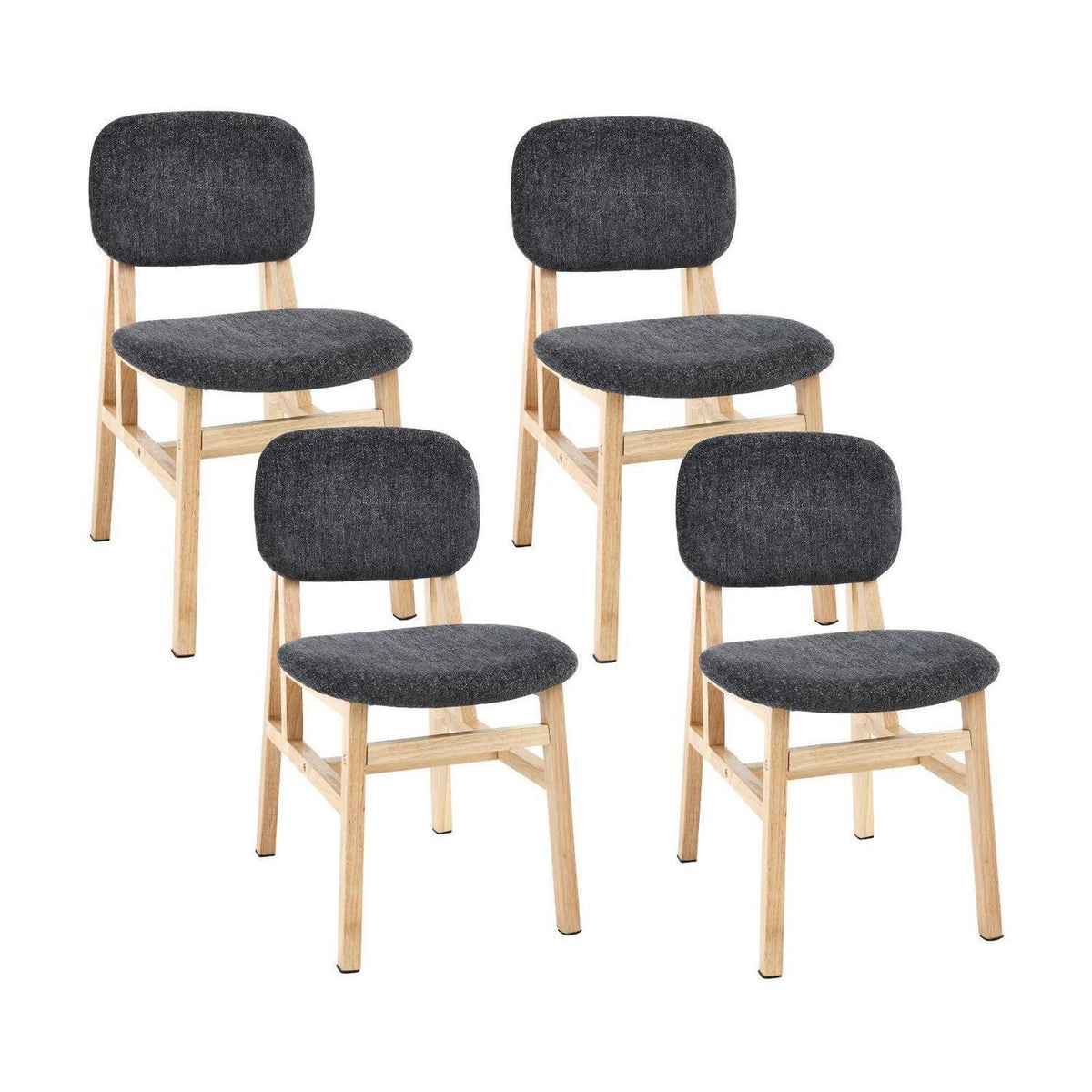 Esszimmerstühle Set 4 Grau – Bequeme Polsterstühle Holzrahmen