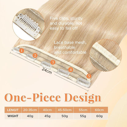 Clip In Haarverlängerung Echthaar Ascheblond 45cm - 50g