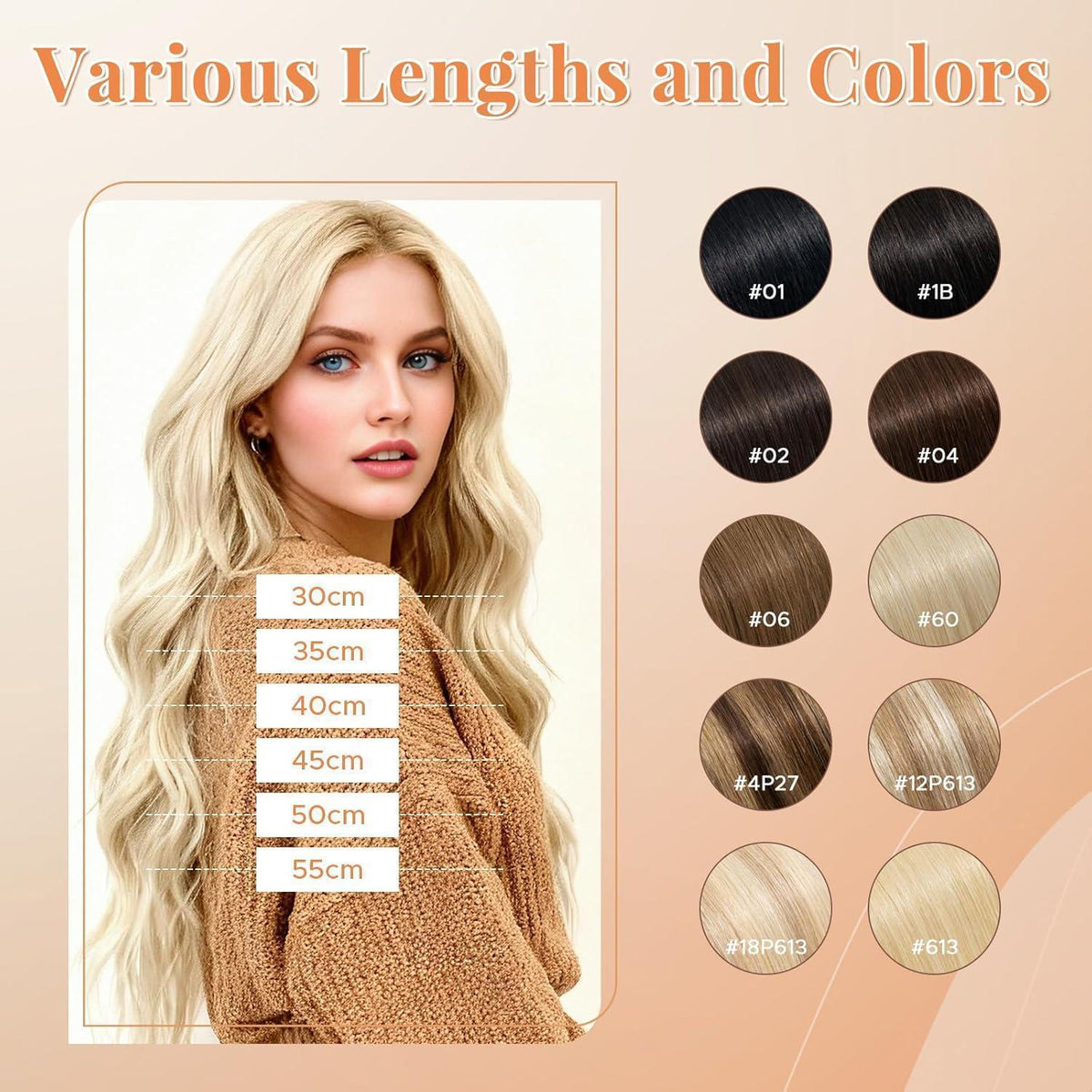 Clip In Haarverlängerung Echthaar Ascheblond 45cm - 50g