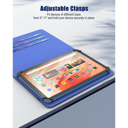 Universelle Tablet-Hülle 9-11 Zoll mit 360° Ständer & Stifttasche, Blau Sterne