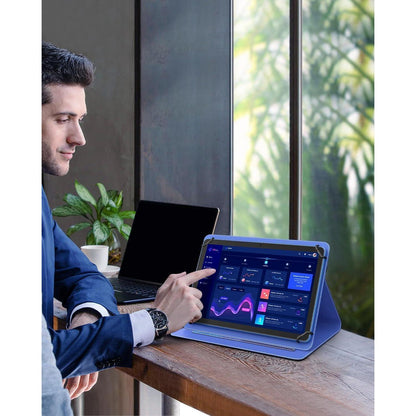 Universelle Tablet-Hülle 9-11 Zoll mit 360° Ständer & Stifttasche, Blau Sterne