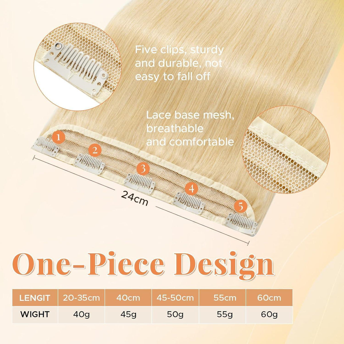 Blond Haarverlängerung Echthaar 50cm – Clip In Extensions