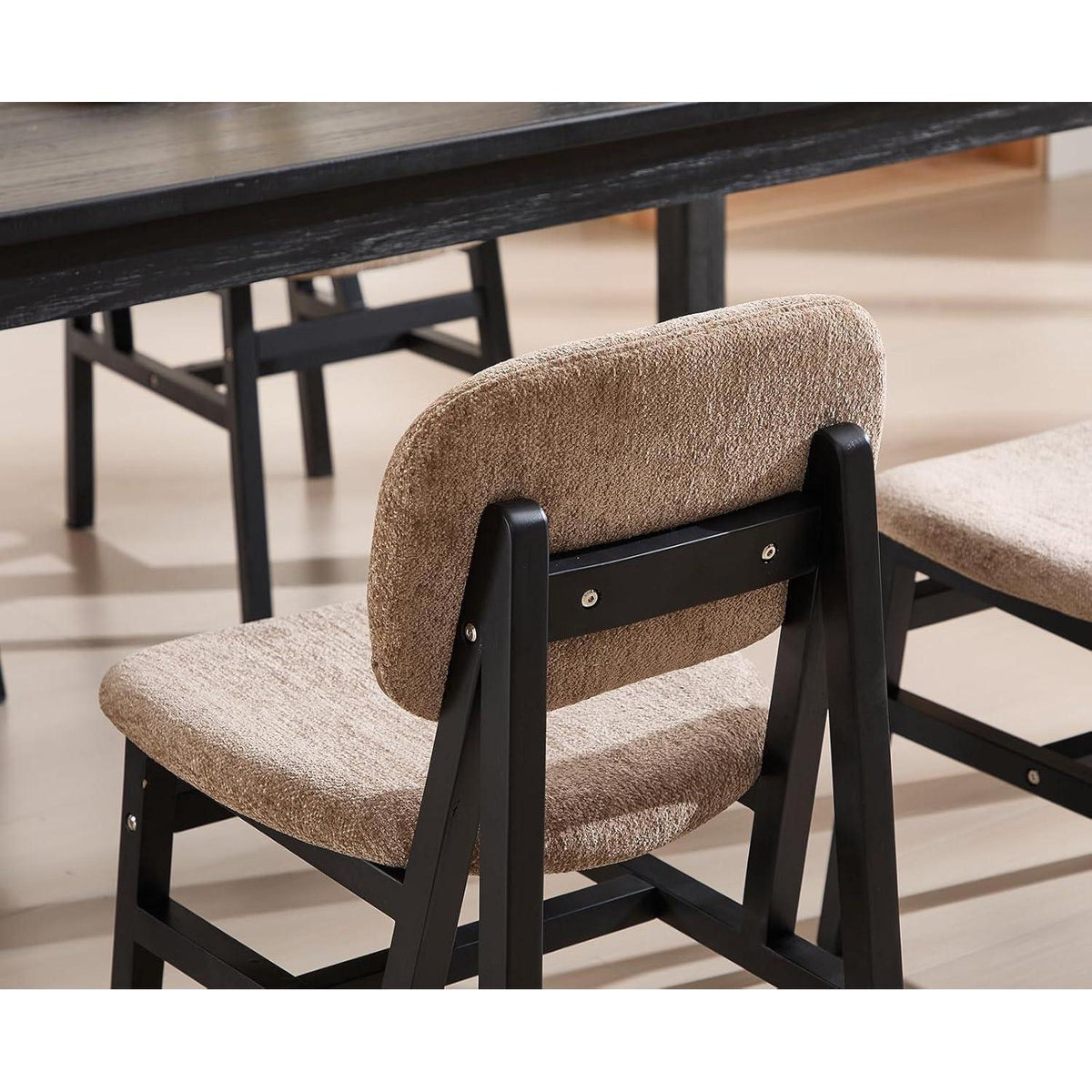 Esszimmerstuhl Set 2er – Chenille Polsterstuhl Braun