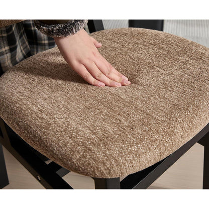 Esszimmerstühle 4er Set Braun, Chenille Polsterstuhl