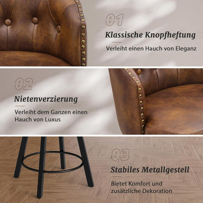 Drehbarer Barhocker Set Braun – 4er Pack mit Lehne