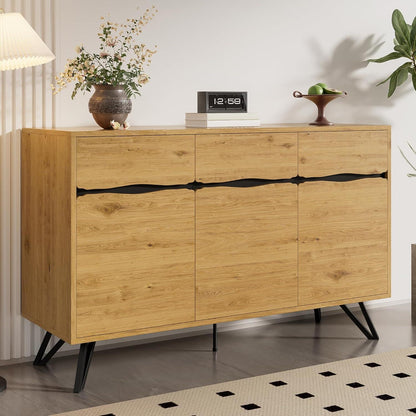 Modernes Sideboard mit 3 Türen | Holzoptik & Metallbeine