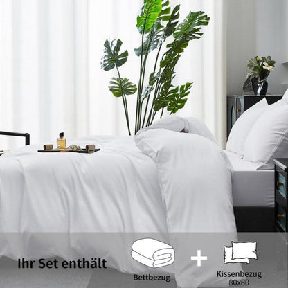 Mako Satin Bettwäsche Set 135x200 Baumwolle Weiß 4tlg.