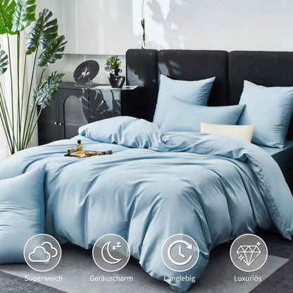Mako Satin Bettwäsche Set 220x240 Hellblau Baumwolle
