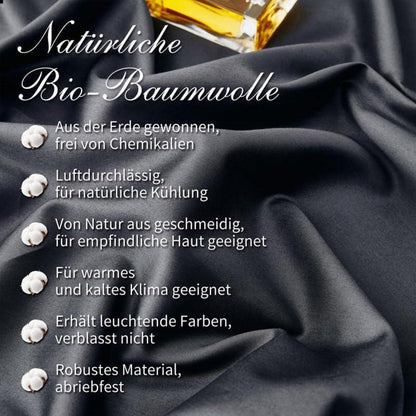 Mako Satin Bettwäsche Set 220x240 Grau – 3tlg. Baumwolle