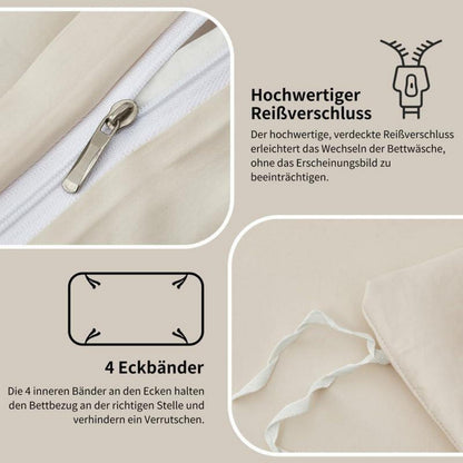 Mako Satin Bettwäsche Set 220x240cm Beige, 3-teilig