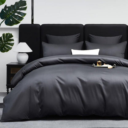 Mako Satin Bettwäsche Set 135x200 Grau – 4tlg. Baumwolle