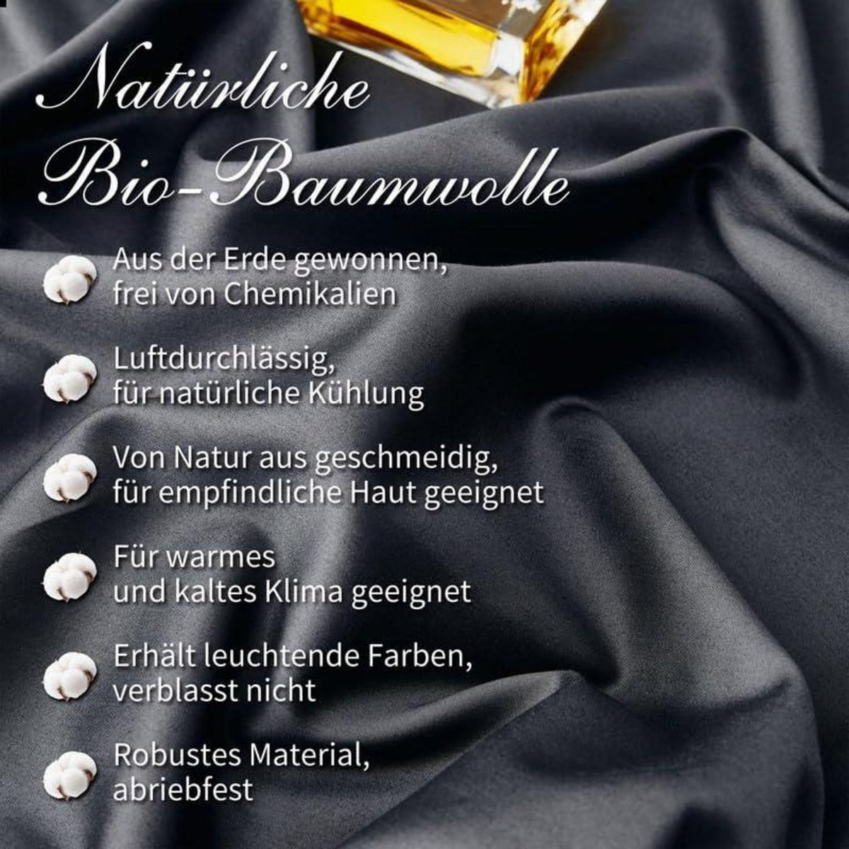 Mako Satin Bettwäsche Set 135x200 Grau – 4tlg. Baumwolle