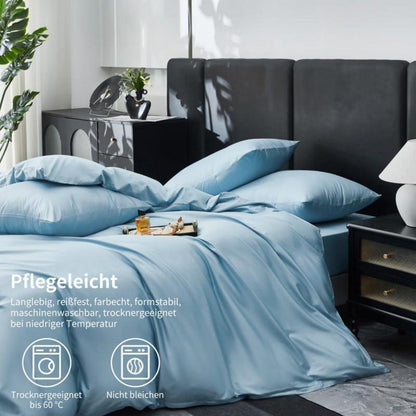 Mako Satin Bettwäsche Set 200x220 - Hellblau, 3-teilig
