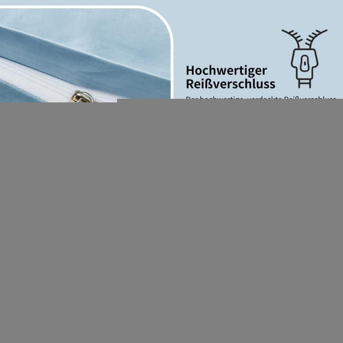 Mako Satin Bettwäsche Set 200x220 - Hellblau, 3-teilig