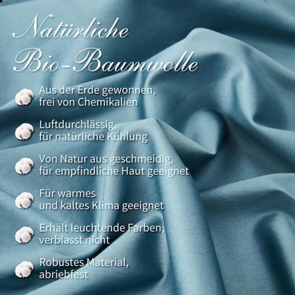 Mako Satin Bettwäsche Set 200x220cm Blau Petrol 3tlg.