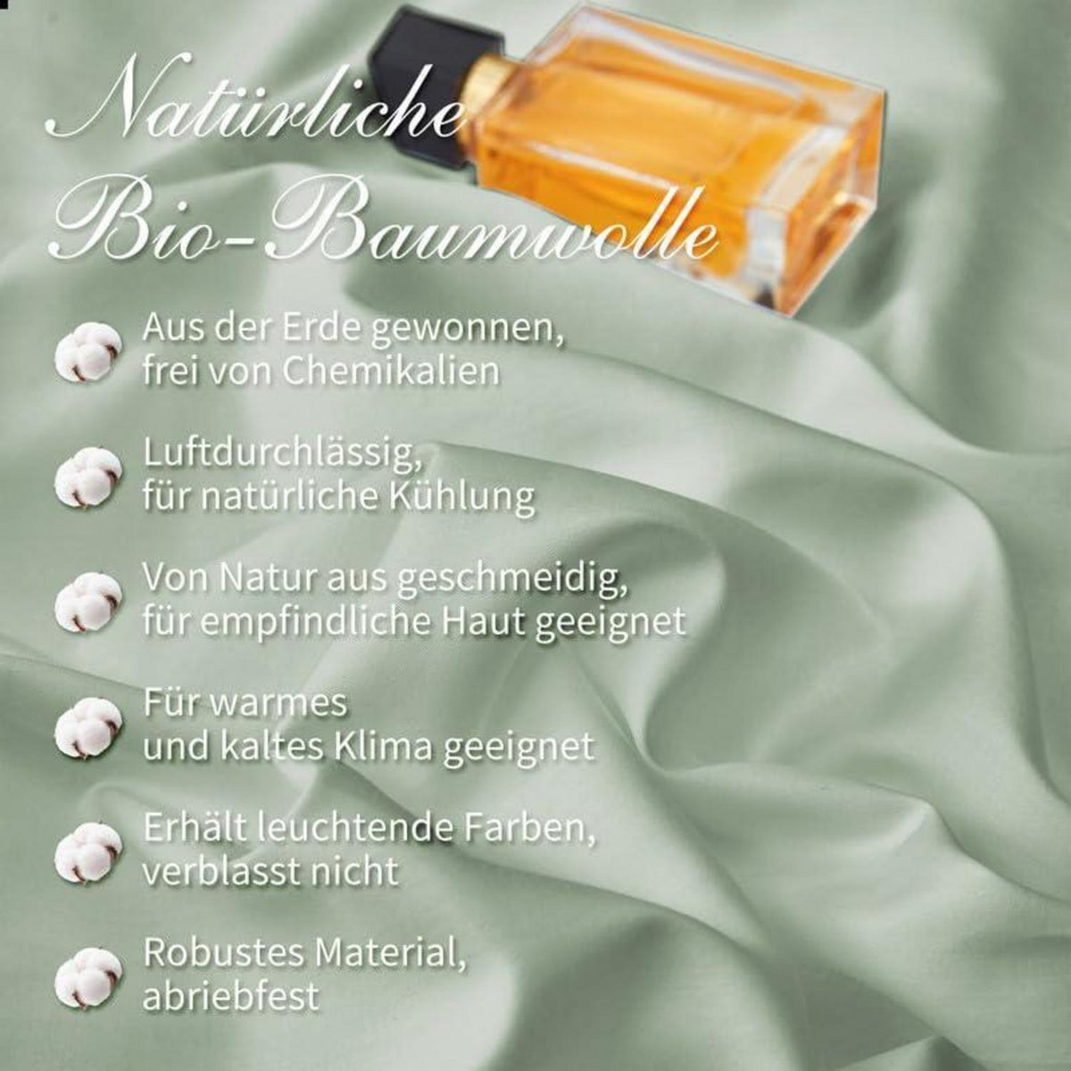 Mako Satin Bettwäsche Set 135x200cm Grün Salbeigrün 4tlg.