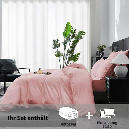 Rosa Mako Satin Bettwäsche Set 200x200cm - 3tlg. Baumwolle