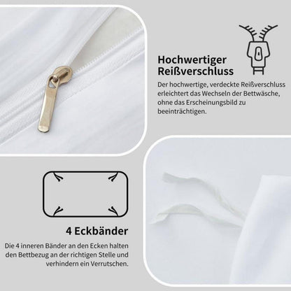 Mako Satin Bettwäsche Set 200x200cm - 3tlg. Baumwolle Weiß