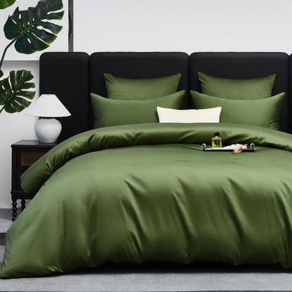 Mako Satin Bettwäsche Set Olivgrün 135x200cm - 4tlg.