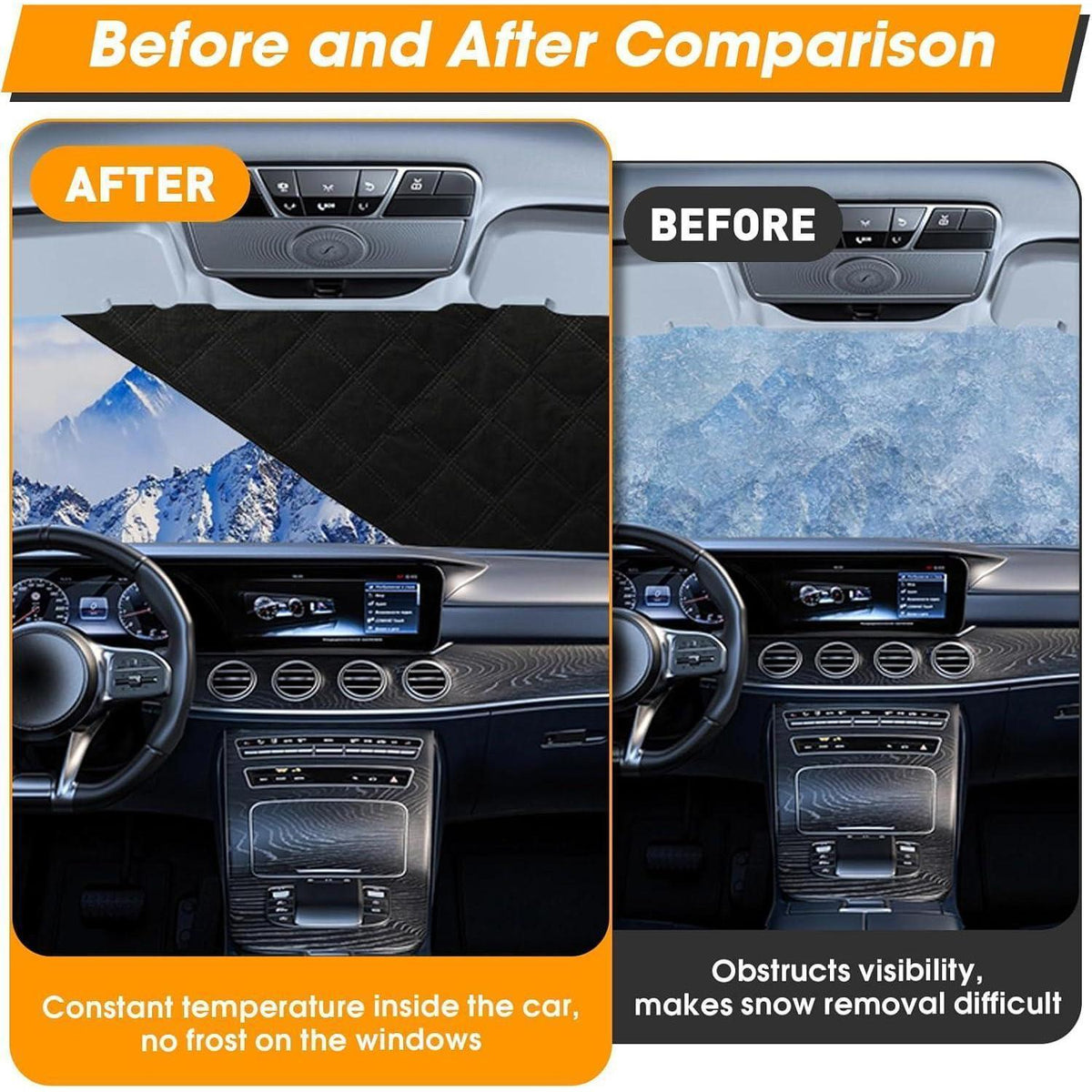 Auto Frontscheibenabdeckung Winter mit Magneten & Reflektoren