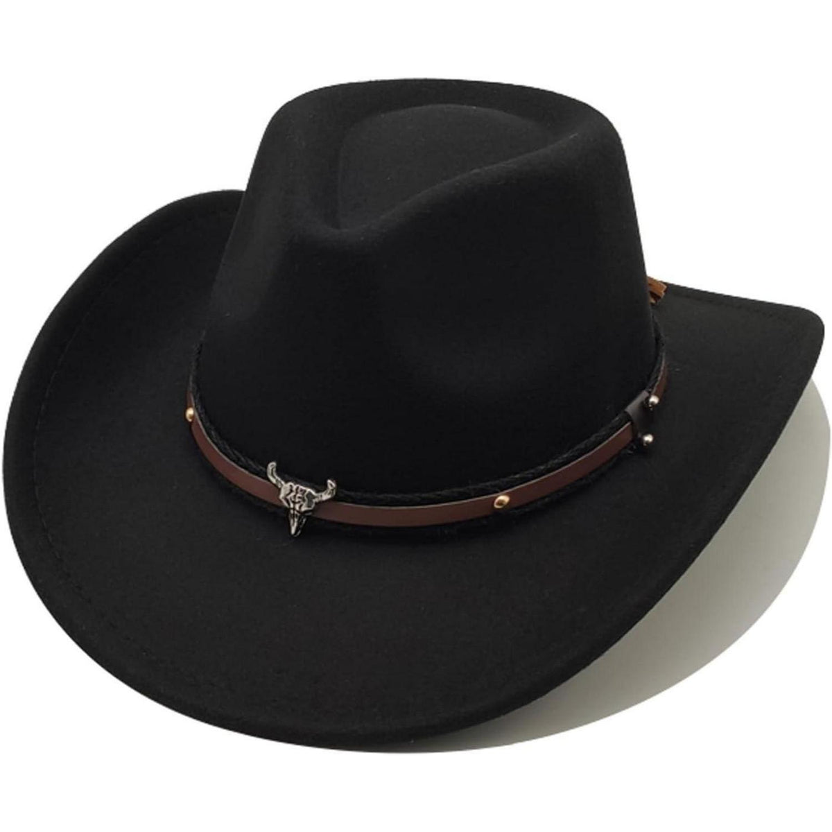 Cowboyhut mit breiter Krempe und Band in Lederoptik