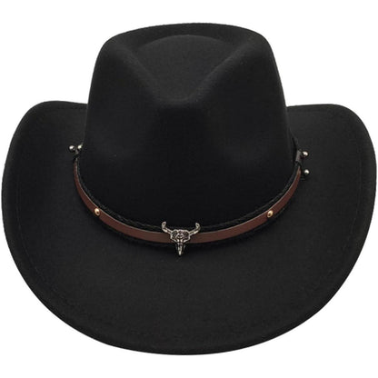 Cowboyhut mit breiter Krempe und Band in Lederoptik