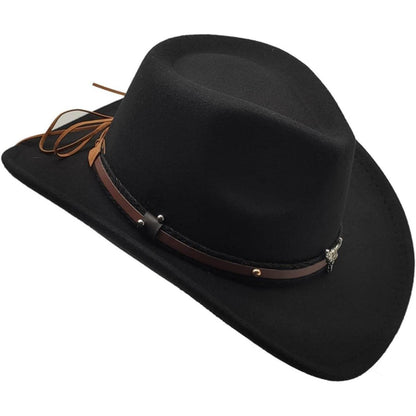 Cowboyhut mit breiter Krempe und Band in Lederoptik