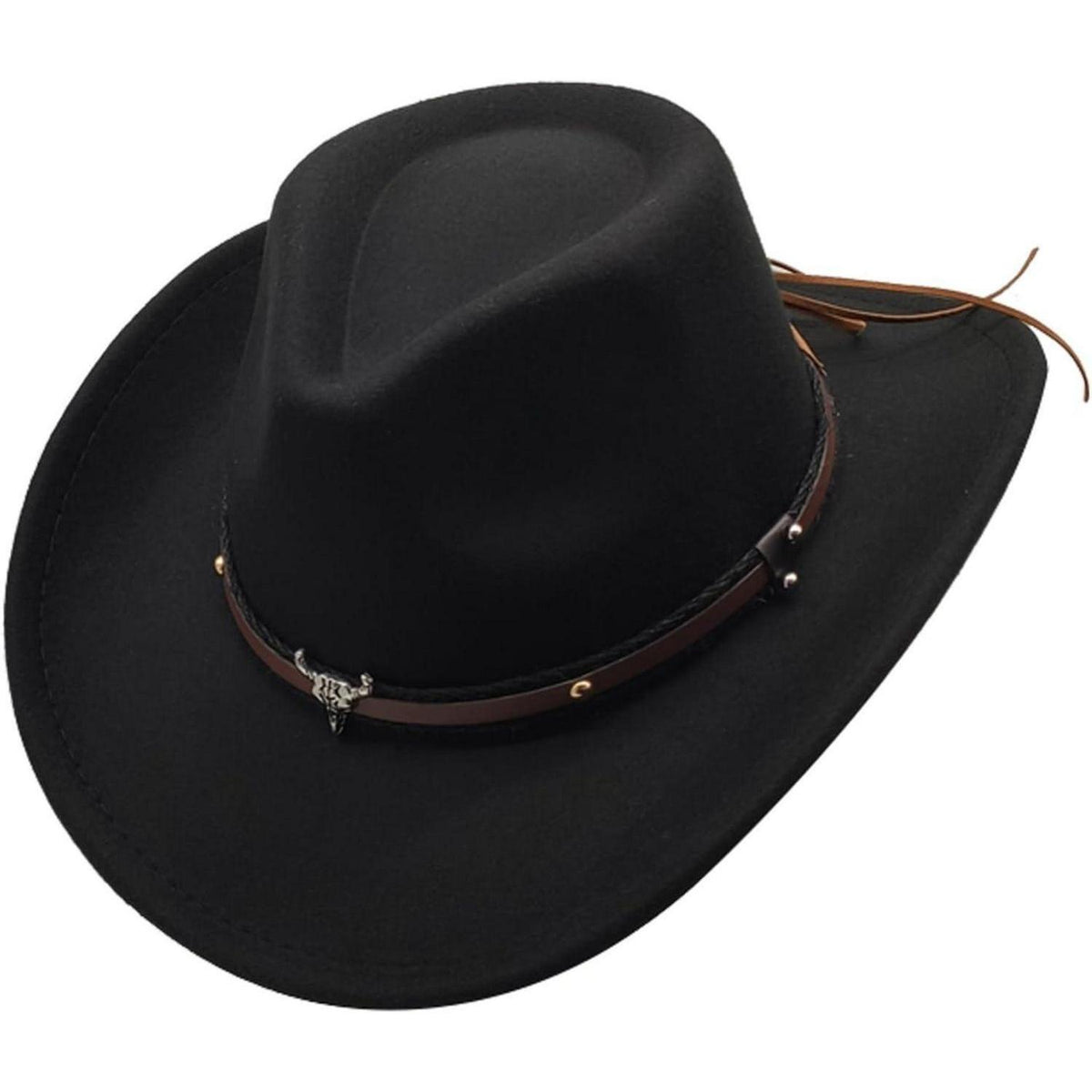 Cowboyhut mit breiter Krempe und Band in Lederoptik