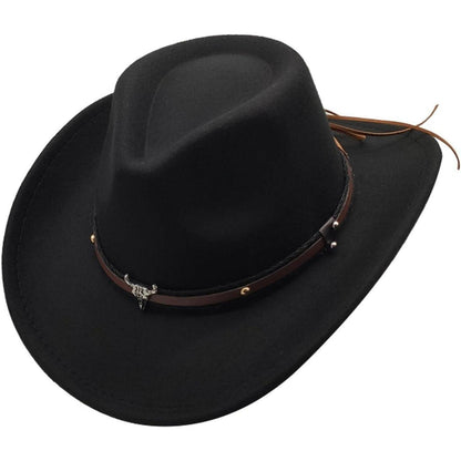 Cowboyhut mit breiter Krempe und Band in Lederoptik