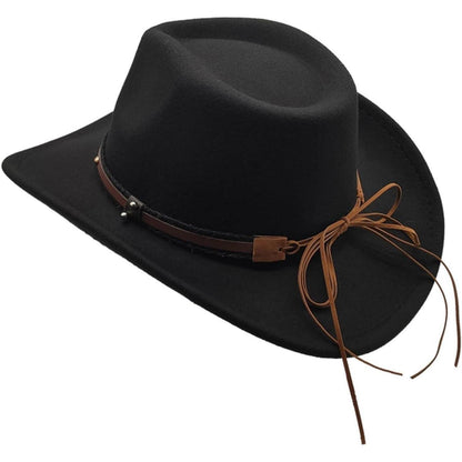 Cowboyhut mit breiter Krempe und Band in Lederoptik