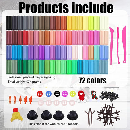 Lufttrocknende Modelliermasse Set 72 Farben – Weihnachtsknete DIY